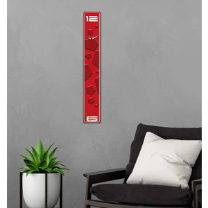 Cam Duvar Saati | Fütüristik Cam Saat | Geometrik Kırmızı | 10CM x 70CM