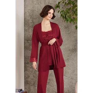 Pierre Cardin Dantelli Penye 3'Lü Kadın Lohusa Pijama Takımı - 2805