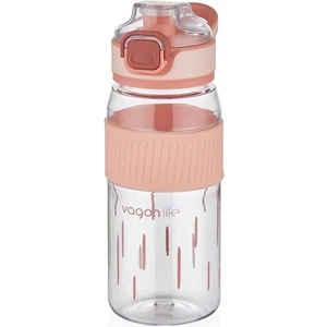 550ML Rahat Içim Desenli Silikon Gövde Kilitlenebilir Kapaklı Polikarbon Matarası Pembe SM-VGN-3001