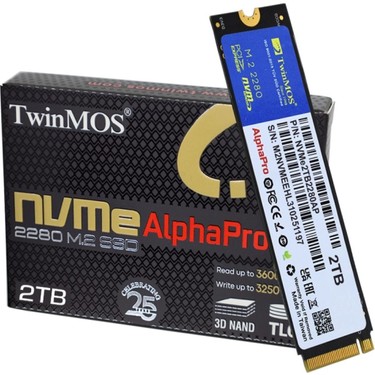Twinmos NVMe2TB2280Ap 2TB 3600-3250MB M2 PCIe Gen3 NVMe SSD Fiyatı