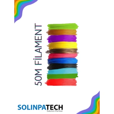 Solinpatech 3D Kalem 3D Yazıcı Uyumlu Pla Filament 5 Metre 10 Adet (50