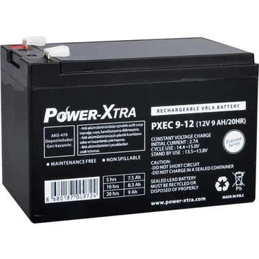 Power-Xtra Ecolead 12V 9 Ah F2 Kuru Akü