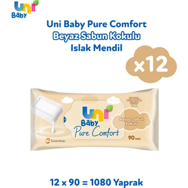 Uni Baby Pure Comfort Beyaz Sabun Kokulu Islak Mendil 12'li 1080