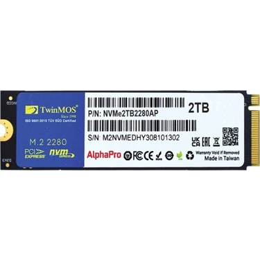 s*s様 2TB NVMe SSD M.2 2280 Twinmos NVMe2TB2280Ap 2TB 3600-3250MB M2 PCIe Gen3 NVMe SSD Fiyatı