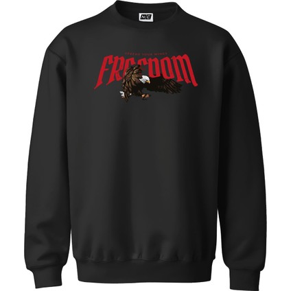 Freedom Tasarım Dijital Baskılı 3 Iplik Şardonlu Unisex Kapüşonsuz Bisiklet Yaka Sweat
