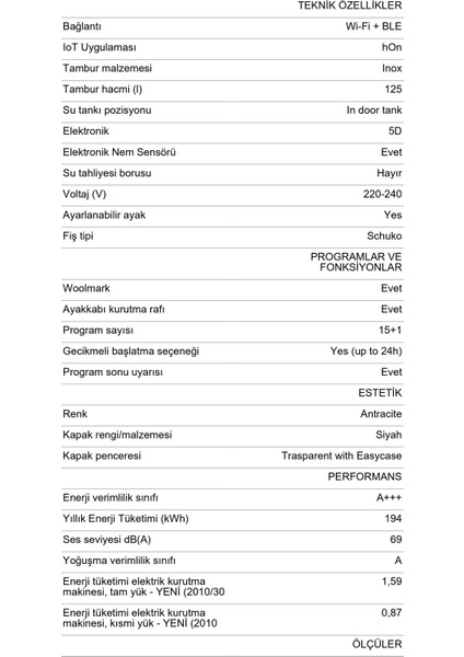 Ndpeh 9A3TCBERXSS 9 kg Wi-Fi + Bluetooth Bağlantılı Isı Pompalı Kurutma Makinesi