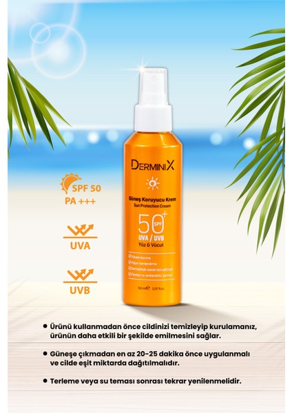 Sun Cream Spf 50 Yüksek Koruma Yüz ve Vücut Güneş Kremi