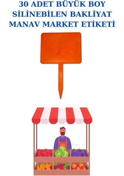 30 Adet Büyük Boy Yaz Sil Sapla Bakliyat Etiketliği Manav Etiketliği Pazarcı Etiketi