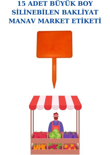 15 Adet Büyük Boy Yaz Sil Sapla Bakliyat Etiketliği Manav Etiketliği Pazarcı Etiketi