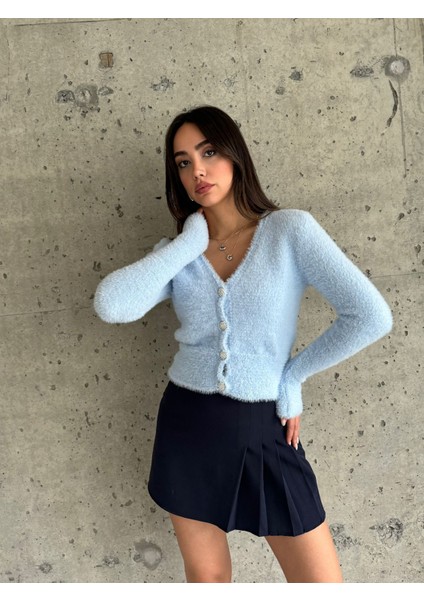 Kadın Düğme Detaylı Sakallı Triko Hırka fiyatları