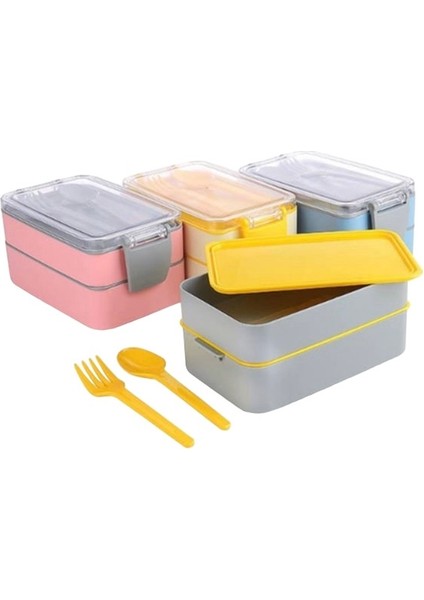 Yemek ve Beslenme Kabı Seti ,2 Katlı, Kendinden Çatal&kaşıklıı , fırsatları