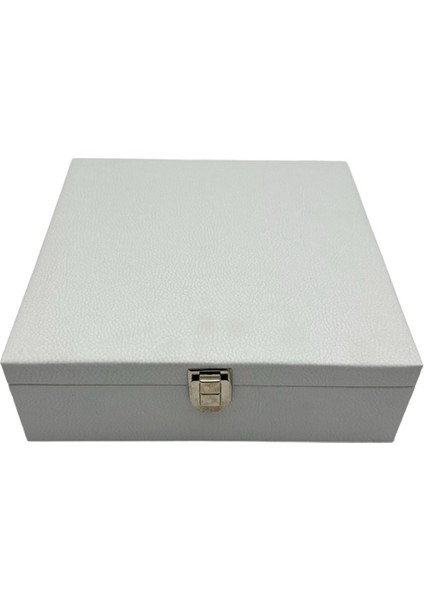 9'lu Kapalı Beyaz Deri Saat Kutusu modelleri