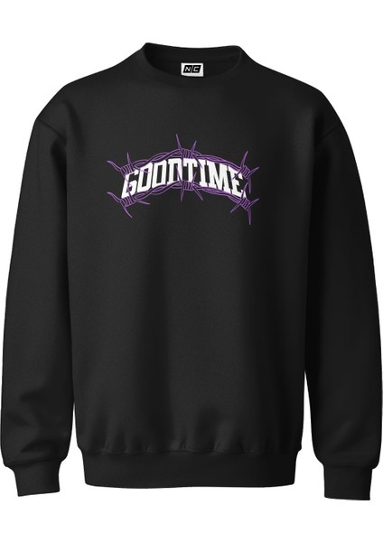 Good Time Tasarım Dijital Baskılı 3 Iplik Şardonlu Unisex Kapüşonsuz Bisiklet Yaka Sweat