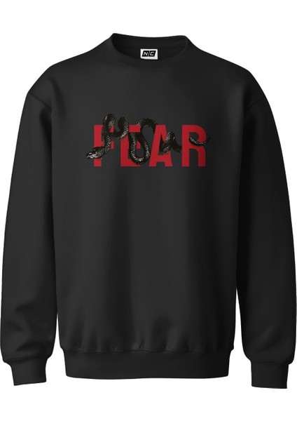Fear Snake Tasarım Dijital Baskılı 3 Iplik Şardonlu Unisex Kapüşonsuz Bisiklet Yaka Sweat