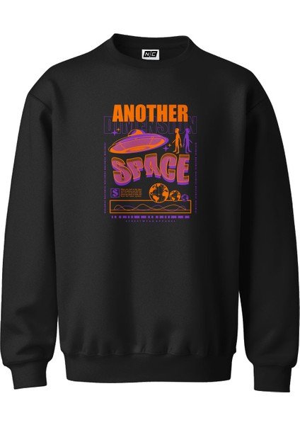 Another Dmiension Tasarım Dijital Baskılı 3 Iplik Şardonlu Unisex Kapüşonsuz Bisiklet Yaka Sweat