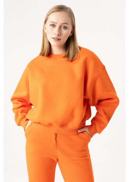 Kadın Vibe Oversize Alev Turuncu Sweatshirt