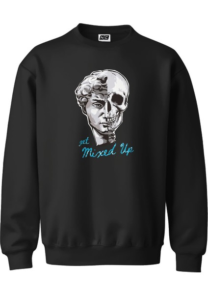 Get Mix Up Tasarım Dijital Baskılı 3 Iplik Şardonlu Unisex Kapüşonsuz Bisiklet Yaka Sweat