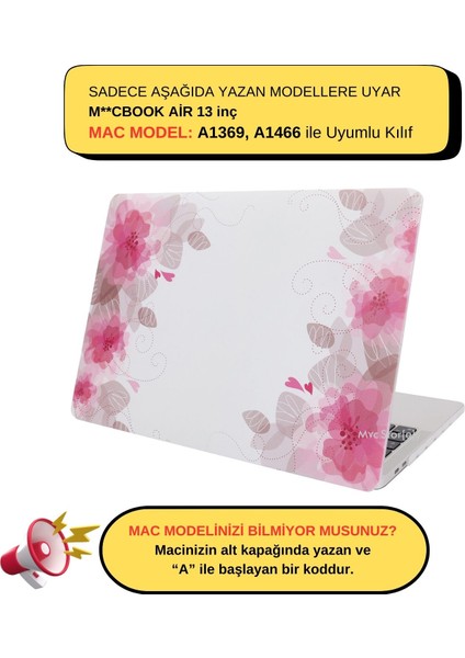 Macbook Air Kılıf 13 inç Flower06NL (Eski USB'li Model 2010-2017) A1369 A1466 ile Uyumlu