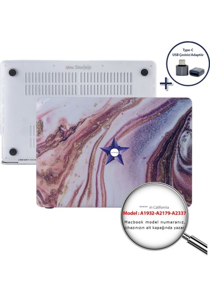 Macbook Air M1 Kılıf 13 inç Mermer Glitter (TouchID'li M1 Air) A2337 A2179 A1932 ile Uyumlu