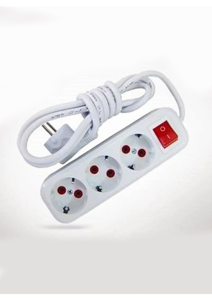 Anahtarlı Yerli Üçlü 3'lü 3 Çıkış Üçlü 7 Metre Grup Düğmeli Elektrik Uzatma Kablolu Priz