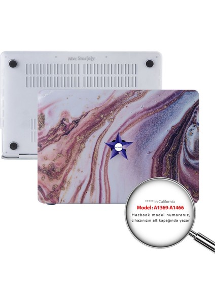 Macbook Air Kılıf 13 inç Mermer Glitter (Eski USB'li Model 2010-2017) A1369 A1466 ile Uyumlu