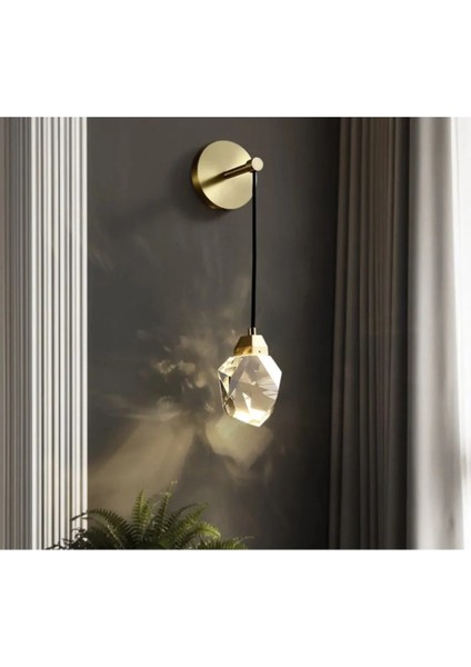 Modern Luxury Kristalize Camlı Power LED Aplik Gold Sarı Concept Ürün Gün Işığı