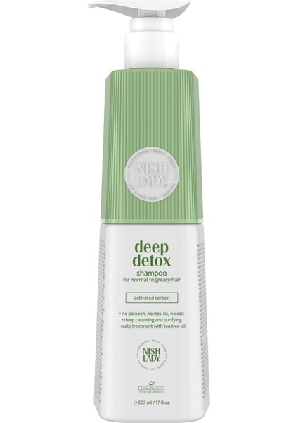 Nıshlady Deep Detox / Arındırıcı Parlaklık Verici Yağ Dengeleyici Şampuan 503 ml