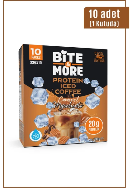 Bite & More Protein Iced Coffee Caramel Macchiato ( Proteinli Kahve ) 33 Gram x 10 Adet