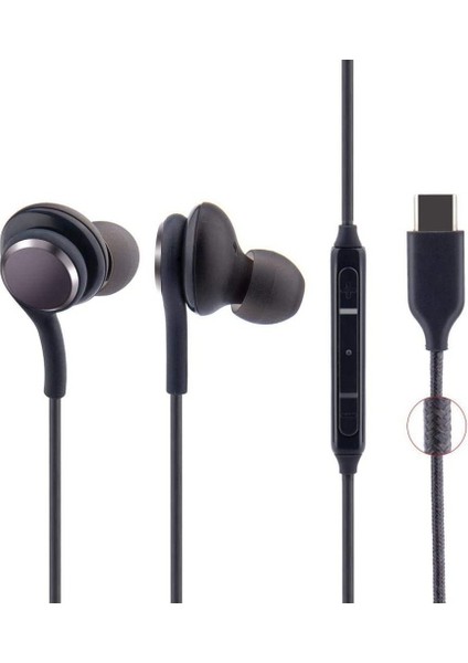 Apple İphone 15 - 16 - Pro - Pro Max Uyumlu Type-C Usb-C Kablolu Mikrofonlu Silikonlu Kulak İçi Kulaklık