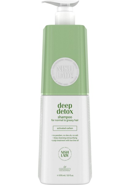 Nıshlady Deep Detox / Arındırıcı Parlaklık Verici Yağ Dengeleyici Şampuan 976 ml