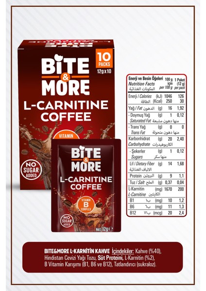 Bite & More L-Carnitine Coffee 12 Gram x 1 Adet