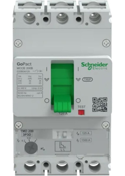 Schneıder Gopact Mccb G20B3A50 125A 25Ka Ayar Sahalı Şalter (200B, 3P3D)