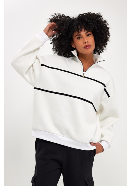 Içi Polarlı Çizgili SWEATSHIRT(E24-00172)