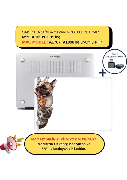 Macbook Pro Kılıf 15.4 inç A1707 A1990 ile Uyumlu Animal01NL