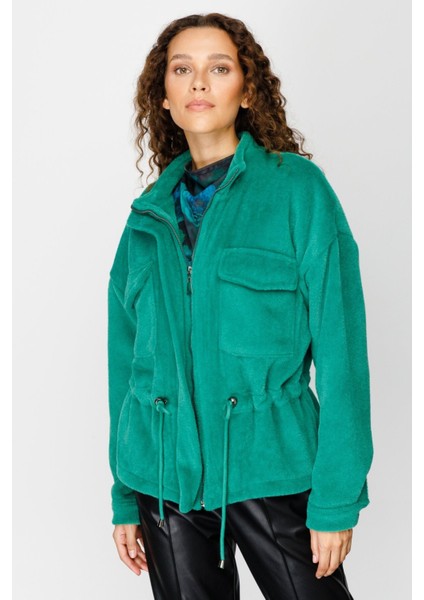 Dik Yaka Fermuarlı Polar Mont