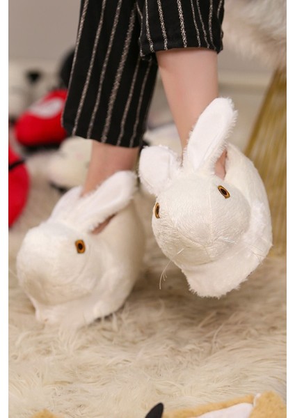 Peluş Tavşan Figürlü Yumuşacık Kaymaz ve Ses Yapmaz Tabanlı Ev Pandufu fiyatları