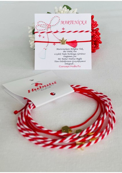 2’li 5 Set Marteniçka Kırmızı Mart Ipi Dilek Bileklik Seti
