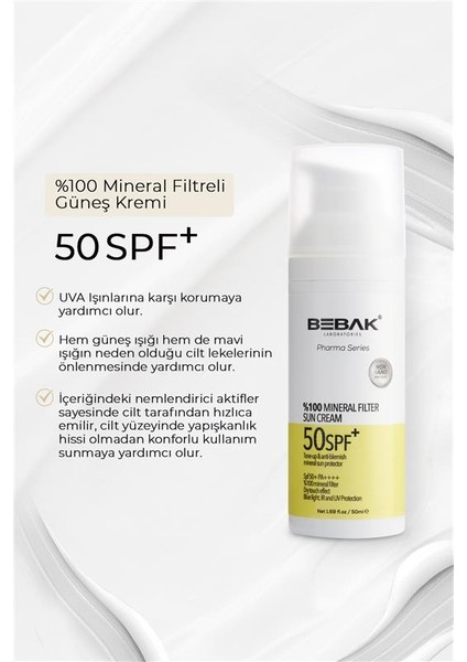 Pharma %100 Mineral Güneş Filtresi Içerikli Spf 50+ Yüksek Korumalı Güneş Kremi 50ml