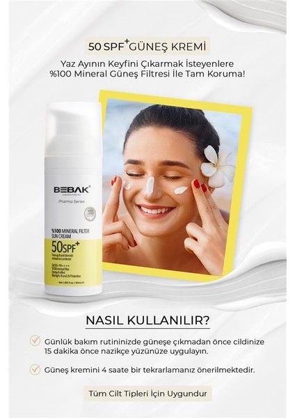 Pharma %100 Mineral Güneş Filtresi Içerikli Spf 50+ Yüksek Korumalı Güneş Kremi 50ml