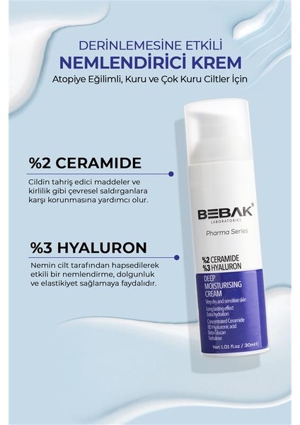 Pharma Kuru Ve Atopiye Eğilimli Ciltler Için Yoğun Nemlendirici Krem %2ceramide %3 Hyaluron 30ml