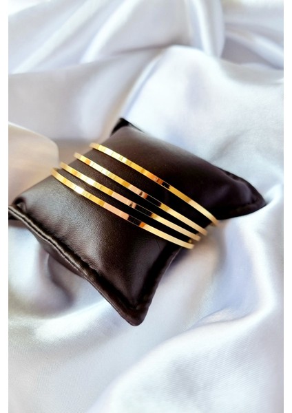 Kadın 4'lü Lüks Yüksek Kalite Çelik 65mm Ajda Bilezik Çelik Kararmaz Bileklik