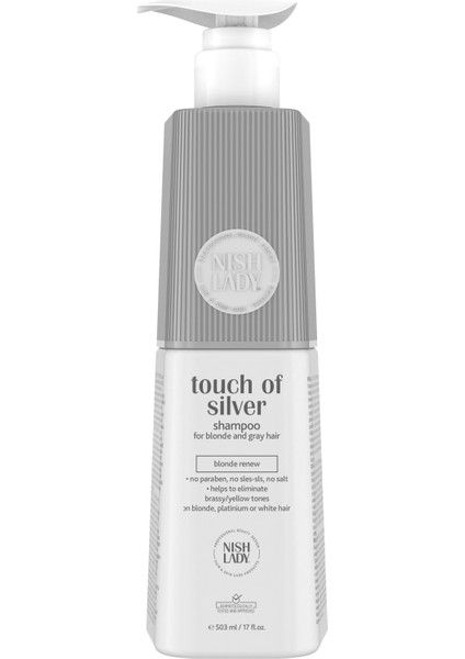 Nıshlady Touch Of Silver Dore Yok Edici Şampuan Açık Sarı,gri ve Beyaz Saçlara Yönelik 503 ml