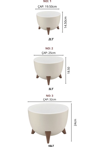 Nandy Home Ufo Model 3'lü Saksı Seti