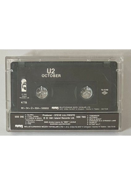 U2 October Kaset (Orjinal Dönem Kağıt Baskı)