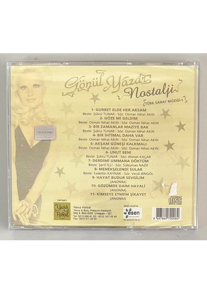 Gönül Yazar Nostalji Türk Sanat Müziği 1 CD (Jelatininde Sıfır Cd)