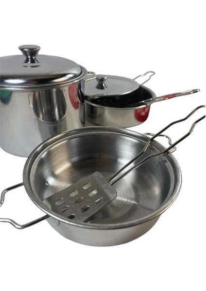 Yıldırım Metal Paslanmaz Çelik Oyuncak Tencere Tava Seti 8 Parça Kız Çocuklar İçin 3+ Yaş indirimleri