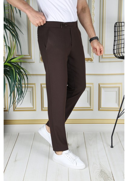 Erkek Kahve Renk Italyan Kesim Slimfit Kumaş Pantolon fiyatları