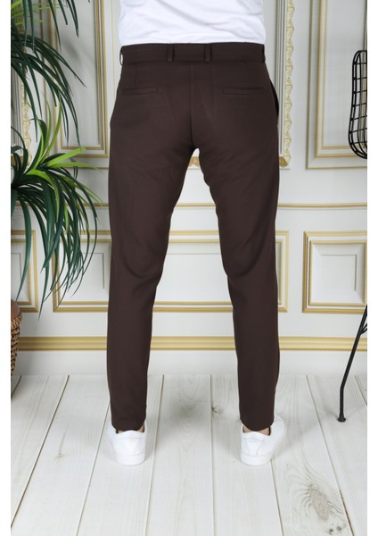 Erkek Kahve Renk Italyan Kesim Slimfit Kumaş Pantolon fırsatları