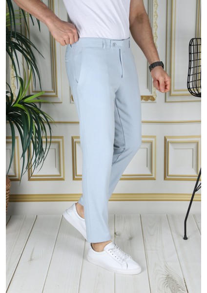 Erkek Buz Mavisi Renk Italyan Kesim Slimfit Kumaş Pantolon fiyatları