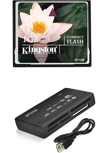 1 GB Compact Flash Hafıza Kartı +Usb 2.0 Kart Okuyucu